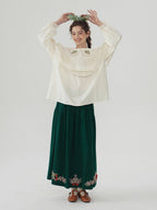 Forest Berry Lace Collar Blouse