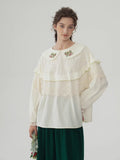 Forest Berry Lace Collar Blouse