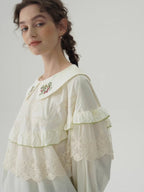 Forest Berry Lace Collar Blouse