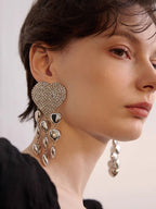 Midnight Heart Crystal Drop Earrings