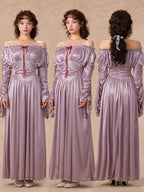 Lilac Enchantment Off-Shoulder Satin Dress