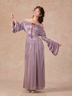 Lilac Enchantment Off-Shoulder Satin Dress