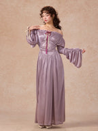 Lilac Enchantment Off-Shoulder Satin Dress