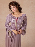 Lilac Enchantment Off-Shoulder Satin Dress