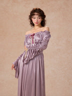 Lilac Enchantment Off-Shoulder Satin Dress