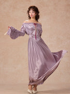 Lilac Enchantment Off-Shoulder Satin Dress