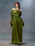 Enchanted Meadow Off-Shoulder Satin Dress