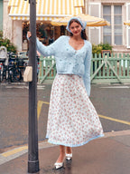 Blue Ribbon Vintage Floral Long Dress