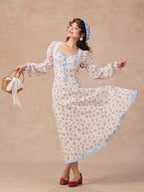 Blue Ribbon Vintage Floral Long Dress