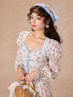 Blue Ribbon Vintage Floral Long Dress