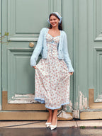 Blue Ribbon Vintage Floral Long Dress