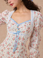 Blue Ribbon Vintage Floral Long Dress