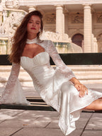 White Swan Lace Chiffon Dress