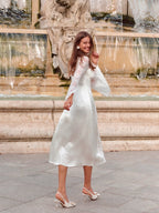 White Swan Lace Chiffon Dress