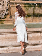 White Swan Lace Chiffon Dress