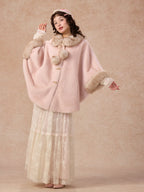 Whisper Fur Trim Cape Coat
