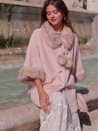 Whisper Fur Trim Cape Coat