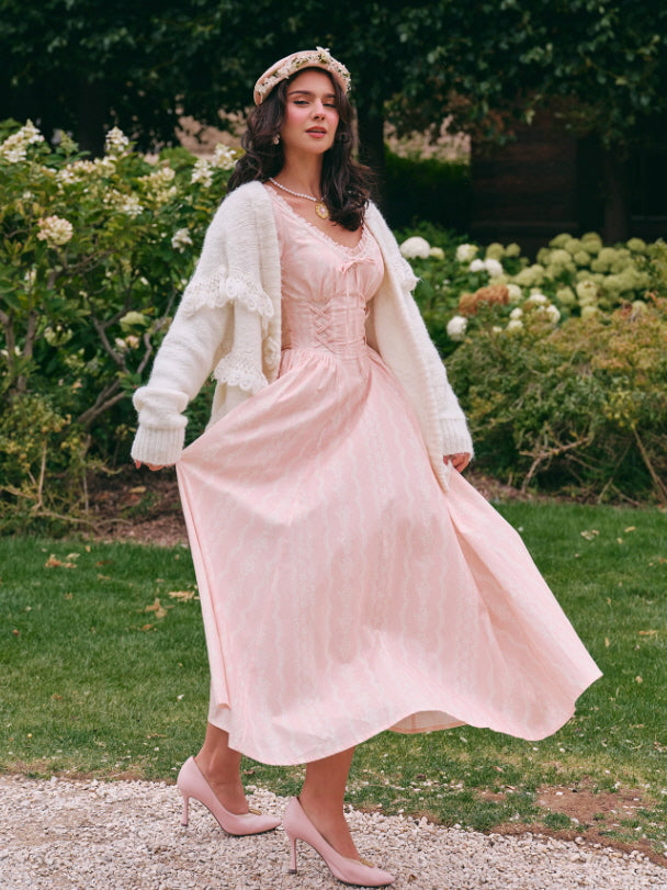 Blush Rose Corset Ribbon Dress