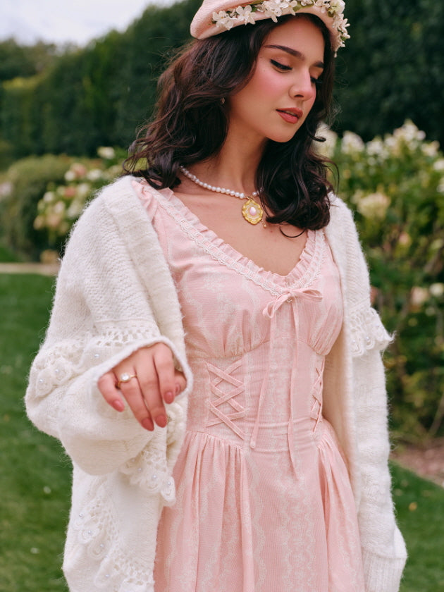 Blush Rose Corset Ribbon Dress