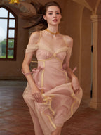 Blush Ribbon Tulle Fairytale Dress