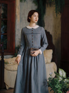 Blue Stripe Linen Vintage Story Dress