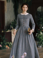 Blue Stripe Linen Vintage Story Dress