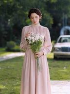 Blush Garden High Neck Vintage Dress