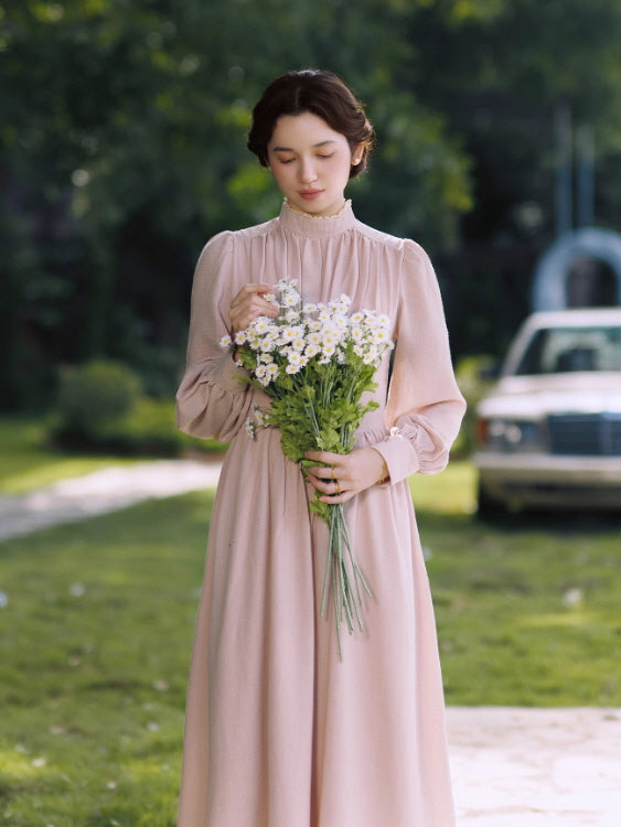 Blush Garden High Neck Vintage Dress