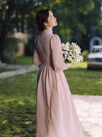 Blush Garden High Neck Vintage Dress