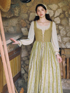 Olive Garden Lace-Up Cottage Dress