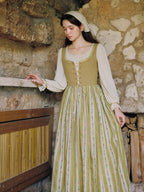 Olive Garden Lace-Up Cottage Dress