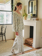 Blue Garden Lace Ruffle Pajama Set