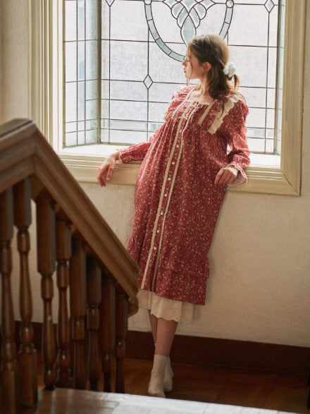 Vintage Rose Ruffle Lace Nightgown