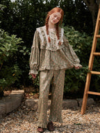 Olive Garden Lace Ruffle Loungewear Set