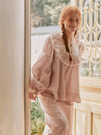 Blush Daisy Lace Ruffle Loungewear Set