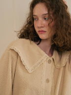 Cream Lace Collar Fleece Pajama