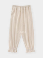 Beige Gingham Lace Ruffle Nightgown