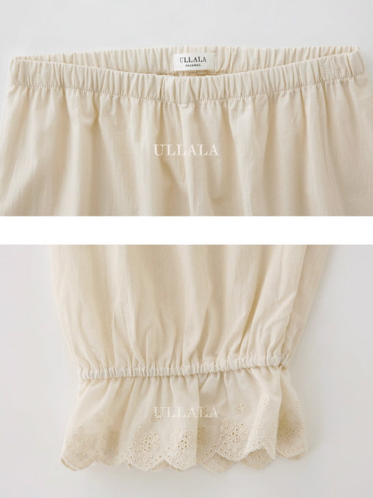 Beige Gingham Lace Ruffle Nightgown