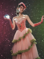 Enchanted Rosette Velvet Corset Tulle Dress