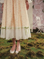 Spring Garden Lace Ribbon Cottage Dress