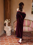 Crimson Velvet Lace Nightgown Set