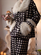 Winter Check Velvet Loungewear Set