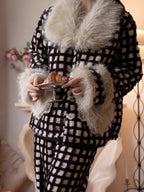 Winter Check Velvet Loungewear Set