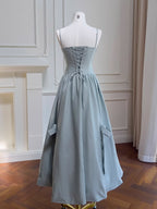 Powder Blue Garden Rose Lace-Up Dress