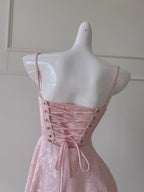 Blush Rosette Jacquard Corset Dress