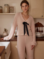 Soft Petal Ribbon Knit Loungewear Set