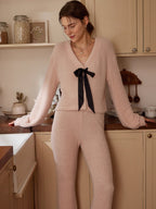 Soft Petal Ribbon Knit Loungewear Set