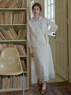 Blue Meadow Embroidered Hem Skirt