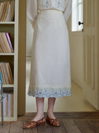 Blue Meadow Embroidered Hem Skirt