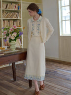 Blue Meadow Embroidered Hem Skirt